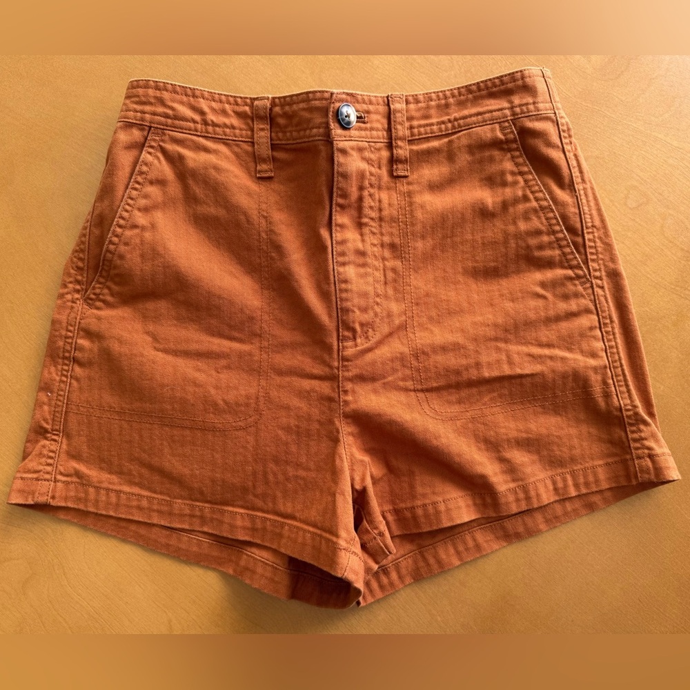 Madewell Camp Shorts - High Waist Burnt Sienna Orange Small